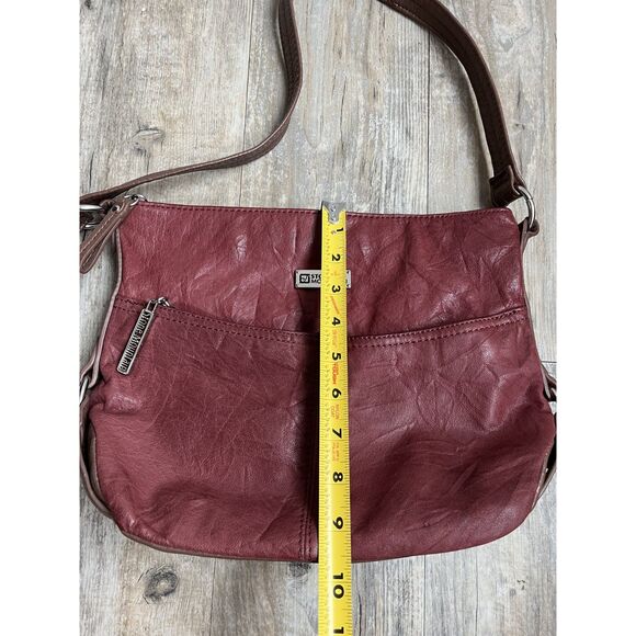 Stone Mountain Shoulder Bag Red Leather Vintage Y2K Brown Accent Purse - Picture 8 of 12